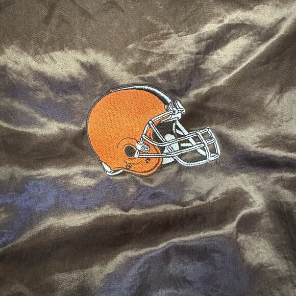 Vintage Swingster Brand NFL Cleveland Browns Satin Snap Jacket - Brown - Size L - Picture 3 of 6